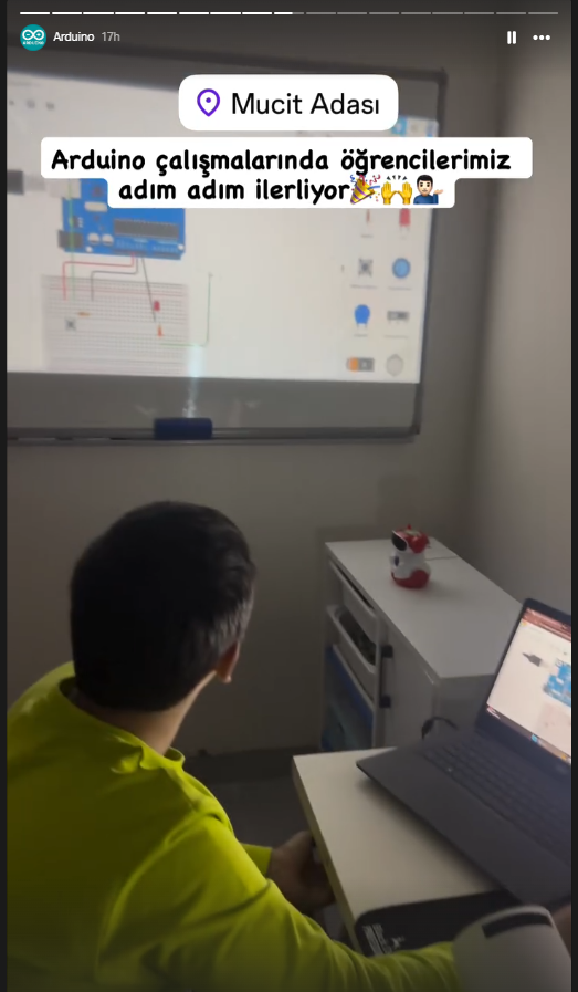 Mucit Adası Arduino dersi — TinkerCAD ile devre simülasyonu
