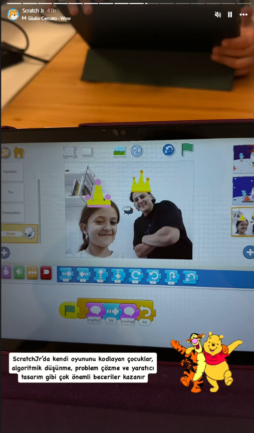 Mucit Adası ScratchJr dersi — çocuklar kodlama öğreniyor