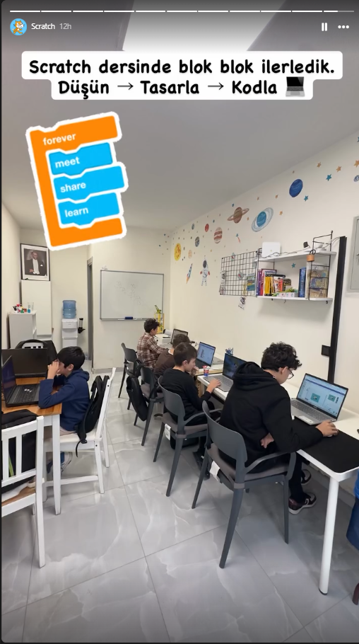 Scratch sınıfı — blok kodlama dersi